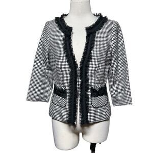 White House Black Market .3/4 Sleeve Tulle Embellished Jacket Size 4